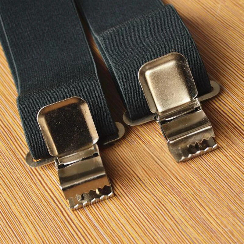 (image for) Men's Suspenders With 5cm Widened And Comfortable Elastic Straps, Adjustable 4 Clips For Trousers, Classic Black Suspenders Elastic X-Back